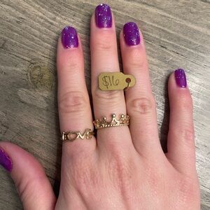 Gold Costume Jewelry Crown and Love Rings